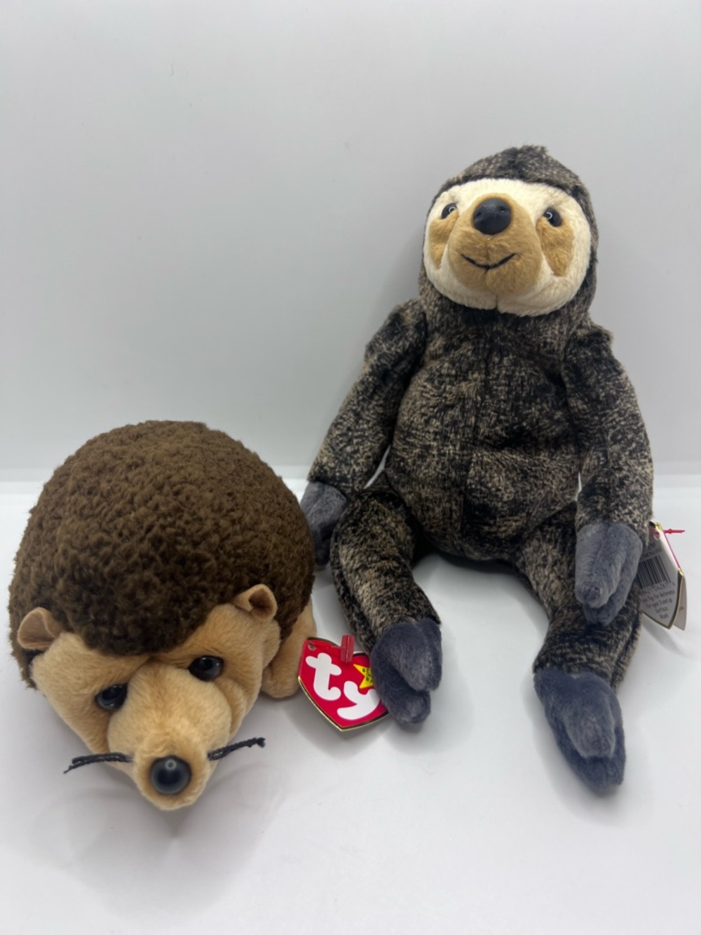 Ty Beanie Babies Prickles the Hedgehog and Slowpoke the Sloth Set With Tags